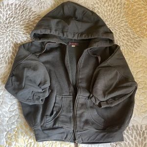 Jlo JUST SWEET Hoodie gray zipper short worn with TLC. Medium.